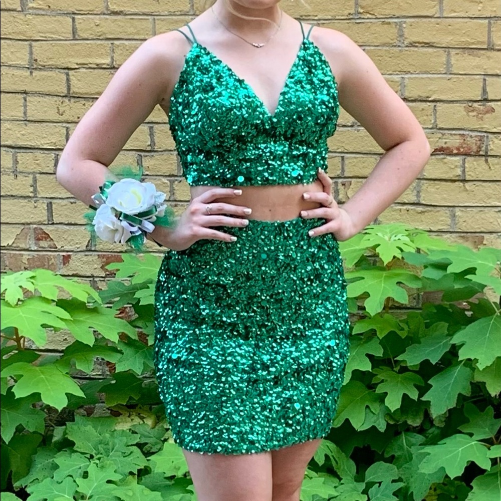 Sherri Hill 2 Piece Sequin Dress - perfect homecoming, prom, cocktail dress!